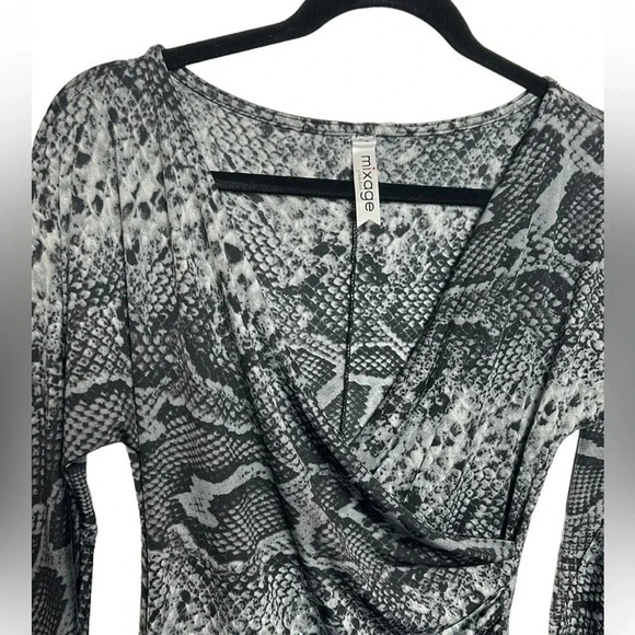 Vintage ,animal print dress, faux wrap,ruching,dark romantic,whimsigoth,event,EC - Picture 3 of 14